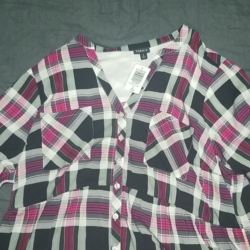 Pink plaid tunic